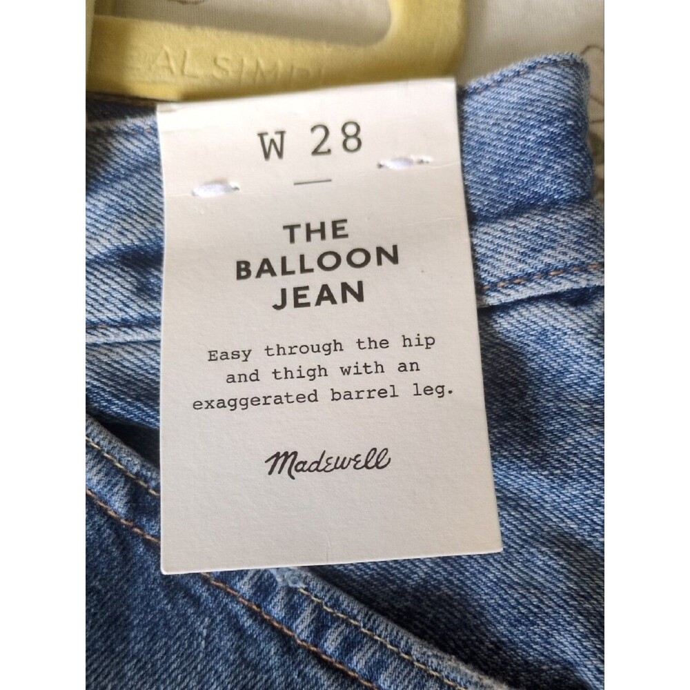 Madewell The Balloon Jean Dobbins Wash Size 28 NWT Barrel Leg Lightly Distressed - Picture 3 of 6